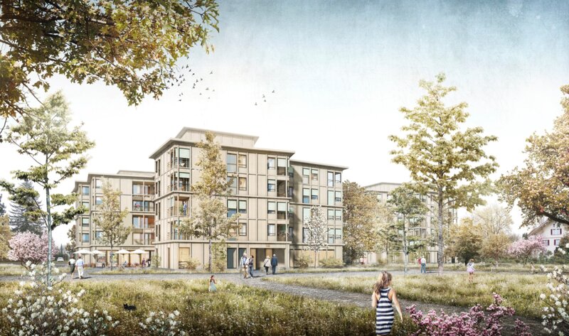 Bild: Visualisierung Aussenansicht neues Lebens- und Begegnungszentrum Grossfeld (aww Architekten AG)